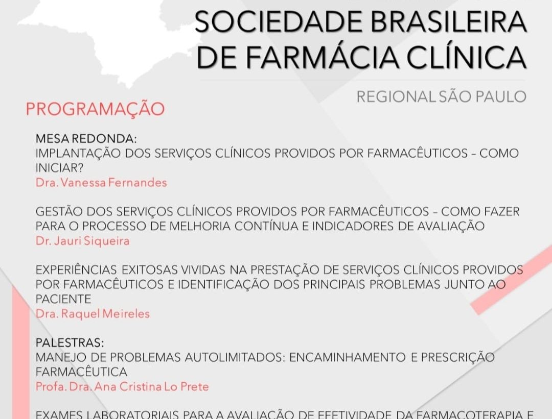 2° SIMPÓSIO DA SOCIEDADE BRASILEIRA DE FARMÁCIA CLÍNICA – REGIONAL SÃO PAULO