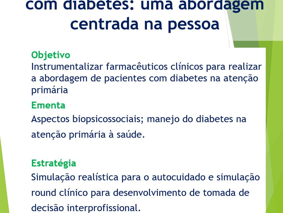 Cuidado farmacêutico de pessoas com diabetes: uma abordagem centrada na pessoa