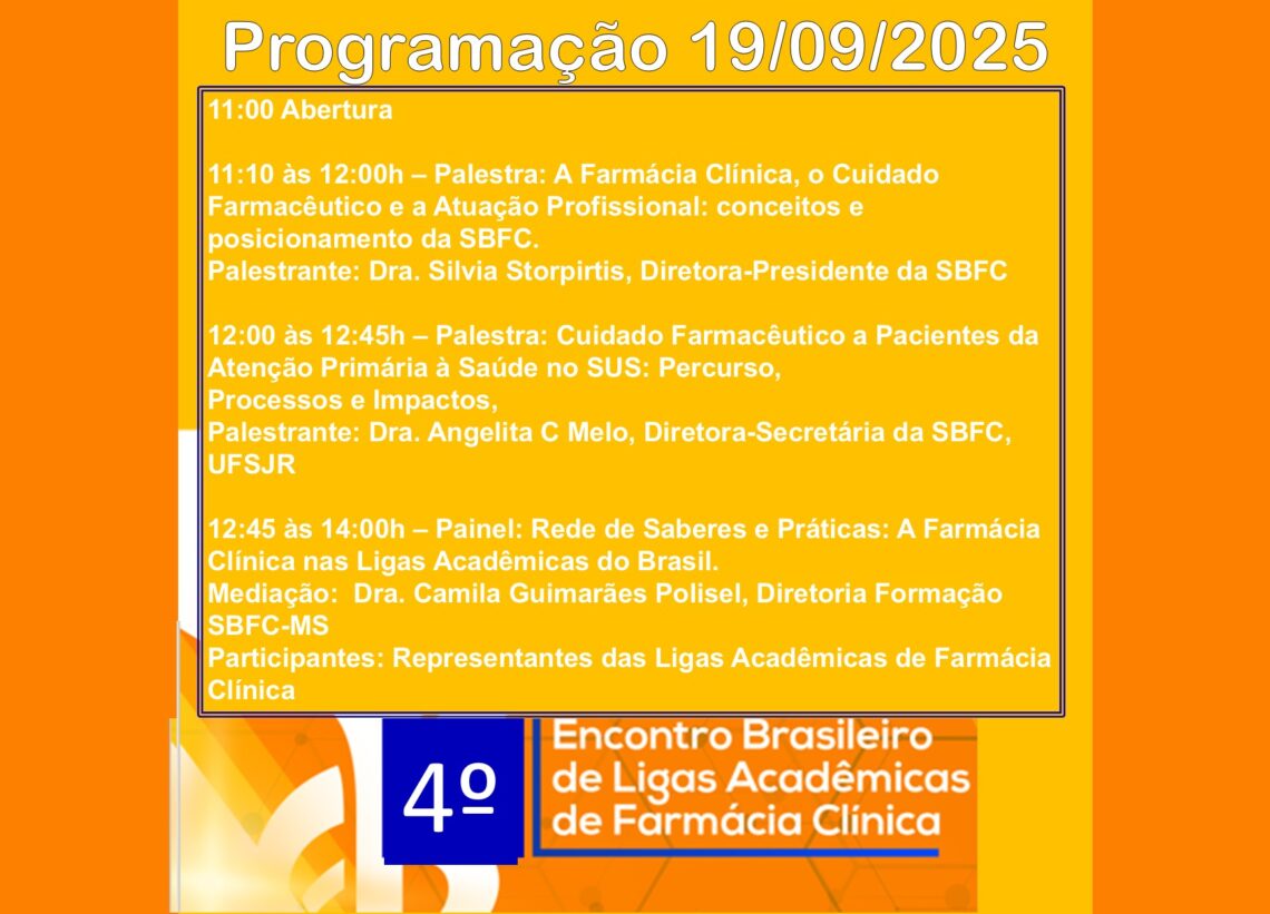 4º Encontro Brasileiro de Ligas Acadêmicas de Farmácia Clínica – EBLAFC/2025