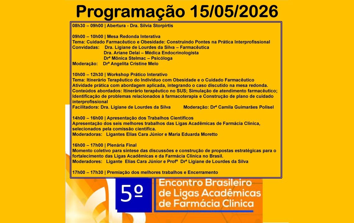 5º Encontro Brasileiro de Ligas Acadêmicas de Farmácia Clínica