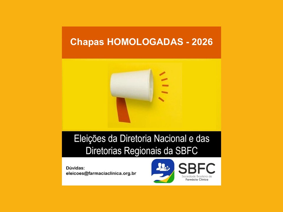 Chapas HOMOLOGADAS para a Eleição da Sociedade Brasileira de Farmácia Clínica (SBFC) em 2026