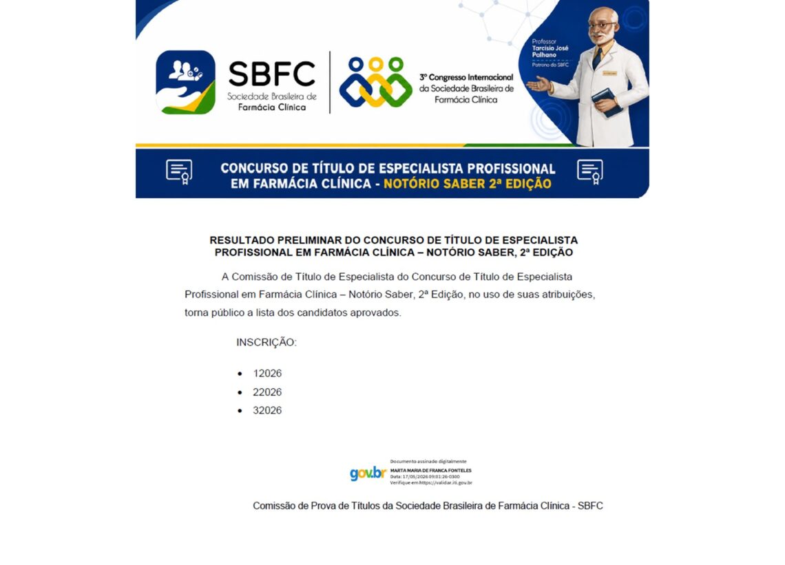 [NOTÓRIO SABER 2ª EDIÇÃO] Resultado Preliminar